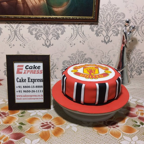 Red Fondant Manchester United Cake in Faridabad