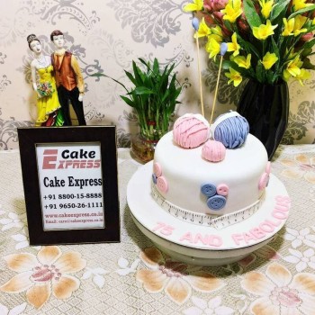 Knitting Theme Birthday Cake