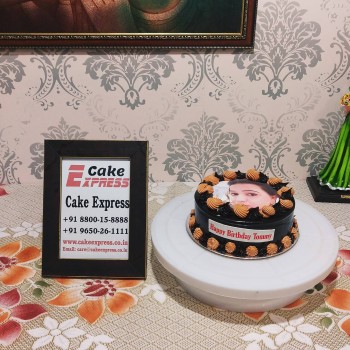 Round Chocolate Truffle Photo Cake