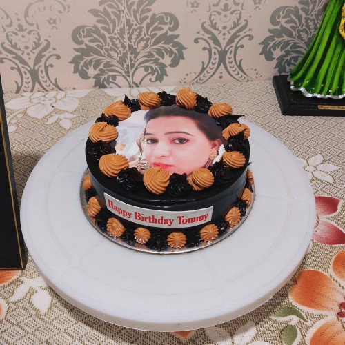 Round Chocolate Truffle Photo Cake Delivery in Faridabad
