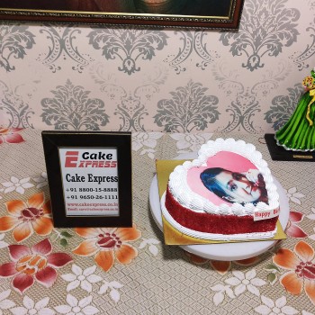 Red Velvet Heart Photo Cake