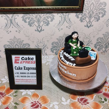 Lady Retirement Theme Fondant Cake