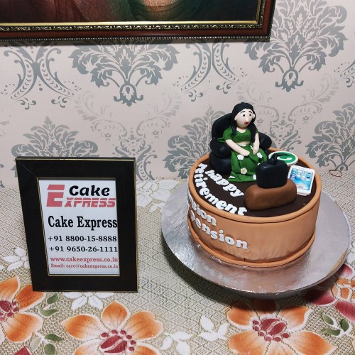 Lady Retirement Theme Fondant Cake in Faridabad