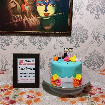 Lovely Couple Anniversary Fondant Cake