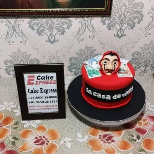La Casa De Papel Theme Fondant Cake in Faridabad