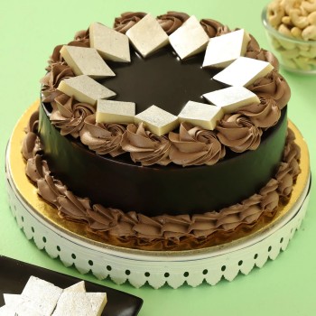 Chocolate Cream Cake With Kaju Katli Chocolate Cream Cake With Kaju Katli