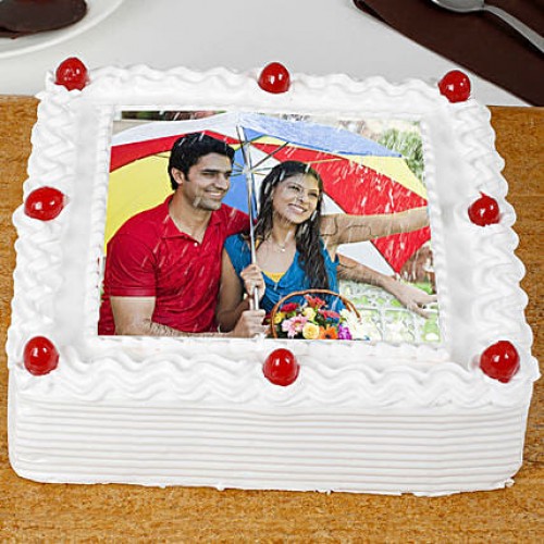 Pineapple Square Shape Photo Cake Delivery in Faridabad