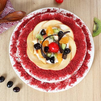 Red Velvety And Fruity Delight Cake Red Velvety And Fruity Delight Cake