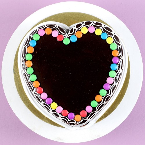 Heart Shaped Chocolate Cake With Gems Delivery in Faridabad
