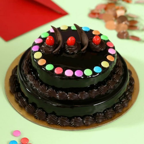 2 Tier Gems Truffle Cake Delivery in Faridabad
