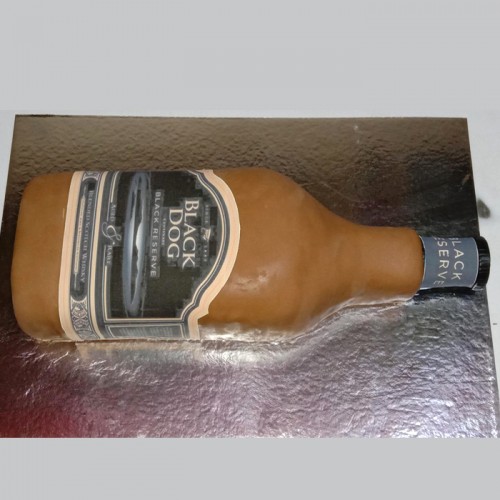 Black Dog Bottle Fondant Cake Delivery in Faridabad