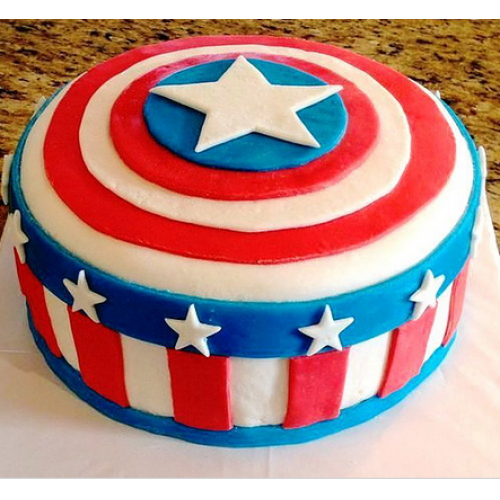 Captain America Theme Fondant Cake Delivery in Faridabad