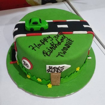 Car Race Track Green Fondant Cake Car Race Track Green Fondant Cake