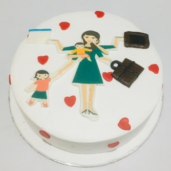 Mother and Kids Cream Cake