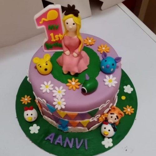 1st Birthday Girl Purple Fondant Cake Delivery in Faridabad