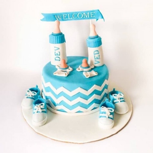 Baby Welcoming Fondant Cake Delivery in Faridabad