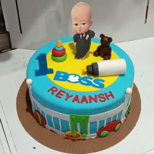 Boss Baby Blue Fondant Cake Delivery in Faridabad