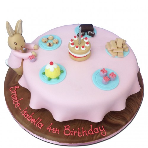 Bunny's Tea Party Fondant Cake Delivery in Faridabad