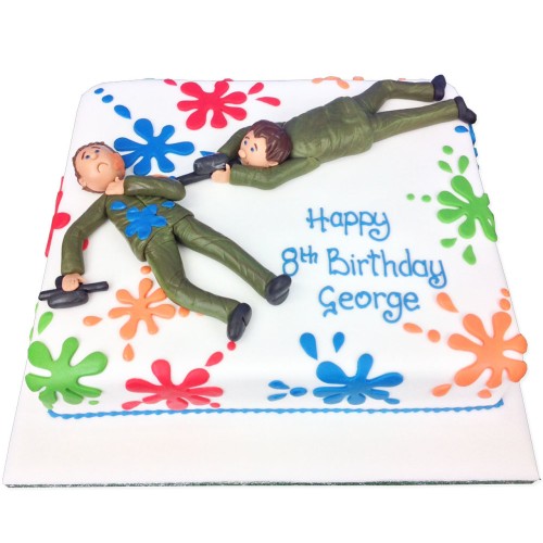 Paintball Splat Theme Fondant Cake Delivery in Faridabad