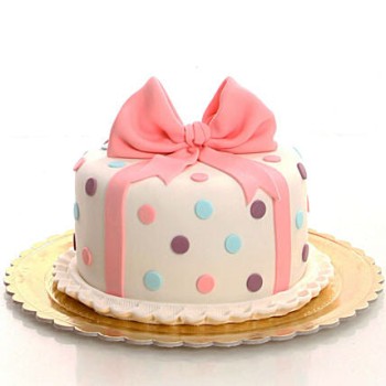 Pink Bow & Dots Fondant Cake Pink Bow & Dots Fondant Cake