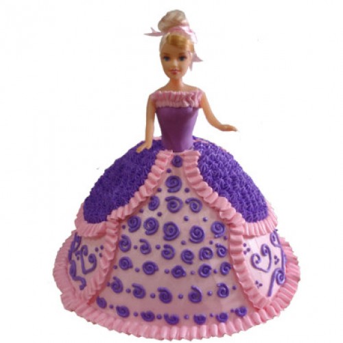 Pink & Purple Barbie Cake Delivery in Faridabad
