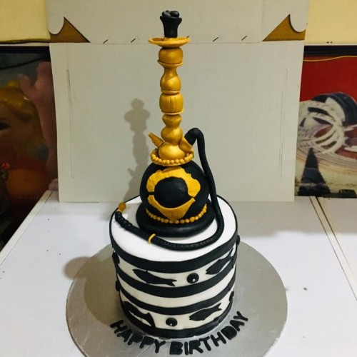 Golden Hookah Designer Fondant Cake Delivery in Faridabad