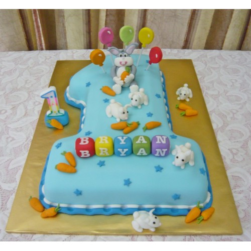 Bug Bunny Theme 1st Birthday Cake Delivery in Faridabad