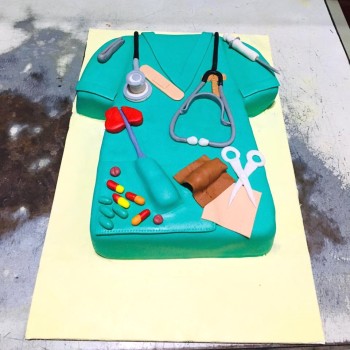 Doctor Uniform Themed Fondant Cake Doctor Uniform Themed Fondant Cake