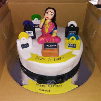 Born to Shop Lady Theme Fondant Cake Born to Shop Lady Theme Fondant Cake