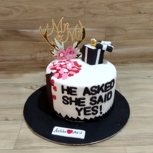 Miss to Mrs Engagement Fondant Cake Delivery in Faridabad