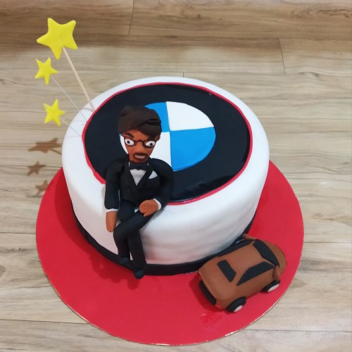 BMW Lover Guy Theme Fondant Cake Delivery in Faridabad