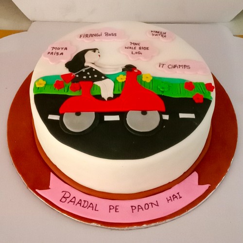 Ambitious Girl Theme Fondant Cake Delivery in Faridabad