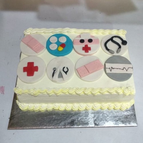 Doctor Theme Semi Fondant Cake Delivery in Faridabad