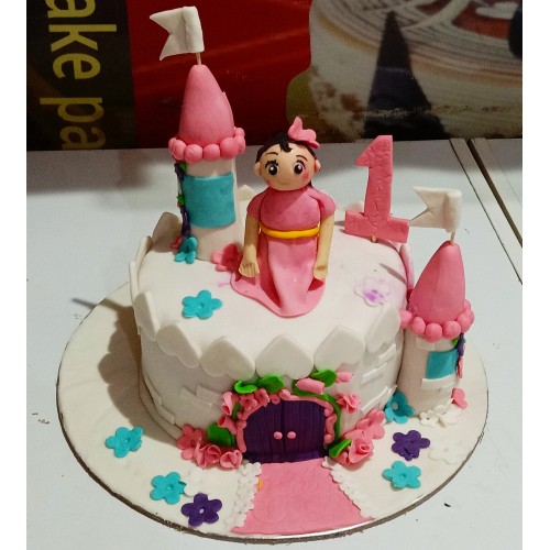 Girl on Castle Fondant Cake Delivery in Faridabad