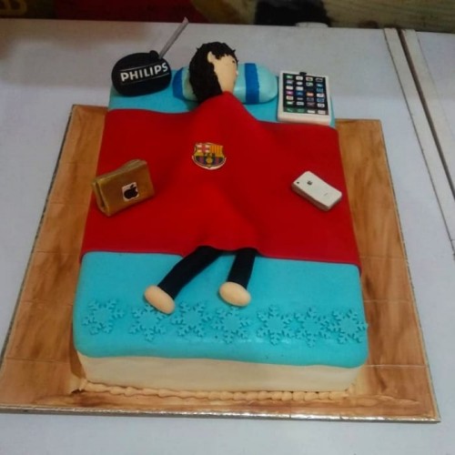 Guy Sleeping on Bed Theme Cake Delivery in Faridabad