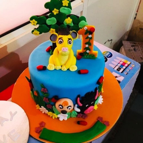 Jungle & Animal Theme 1st Birthday Cake Delivery in Faridabad
