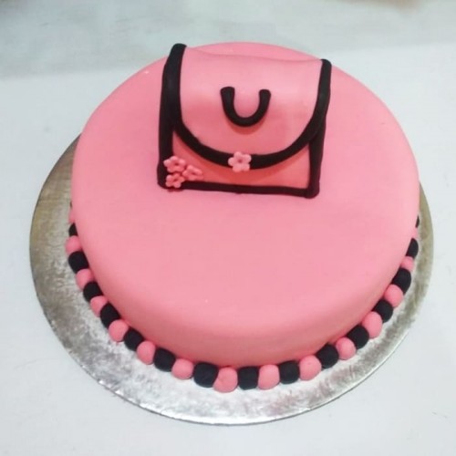 Pink Bag Theme Fondant Cake Delivery in Faridabad