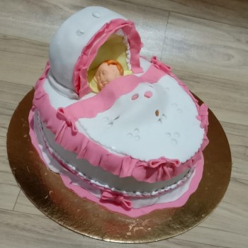 Sleeping Baby in Crib Fondant Cake Sleeping Baby in Crib Fondant Cake