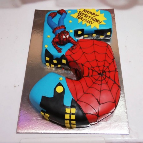 Spiderman and Batman 5 Number Cake Delivery in Faridabad