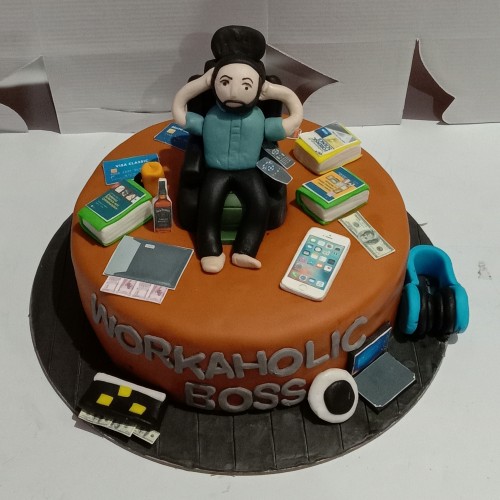 Workaholic BOSS Theme Cake Delivery in Faridabad