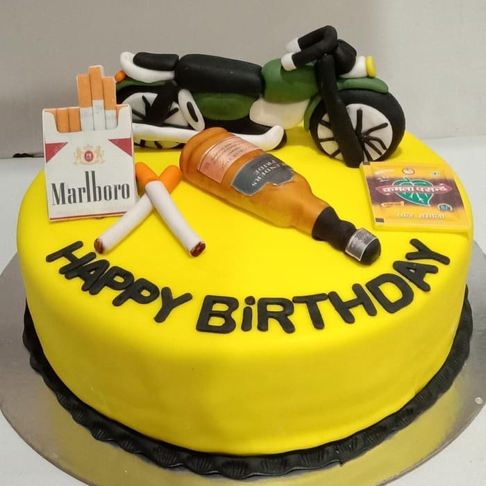 beer and cigarette cake Faridabad Special: Online Junkie Theme Fondant Cake Online Delivery in  Faridabad